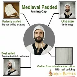Medieval Acolchado Acolchado Arming Cap Hecho A Mano De Lona De Algodón -Armadura Ventas 7202E pattern 1