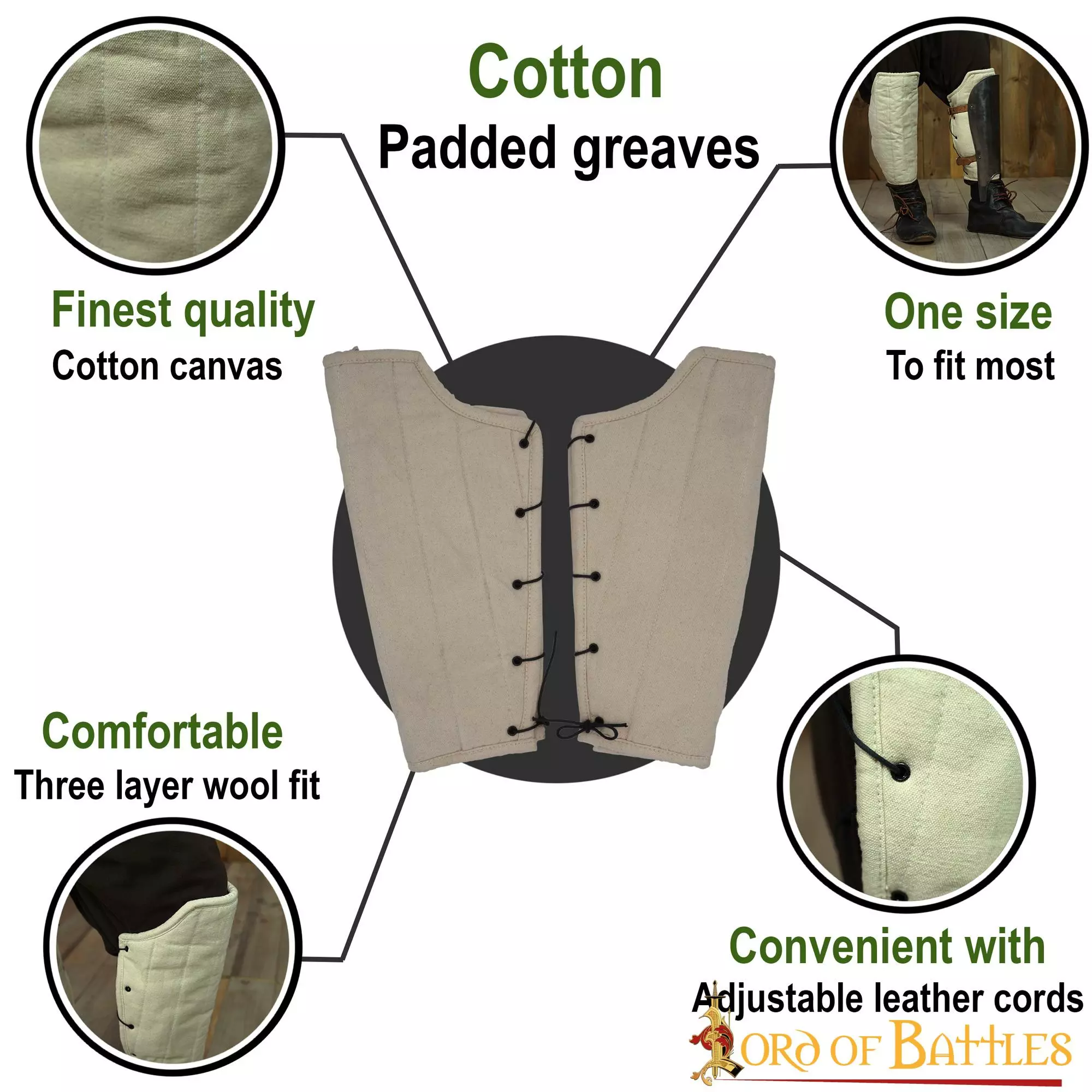 Grebas Medievales Acolchadas Hechas A Mano Con Resistente Lienzo De Algodón 6 Grebas Medievales Acolchadas Hechas A Mano Con Resistente Lienzo De Algodón - Imagen 4