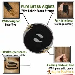 Aiglets Medievales De Latón Puro Tejido Cuerdas Negras Accesorio Ideal Para Ropa -Armadura Ventas 7451BK pattern 1 1