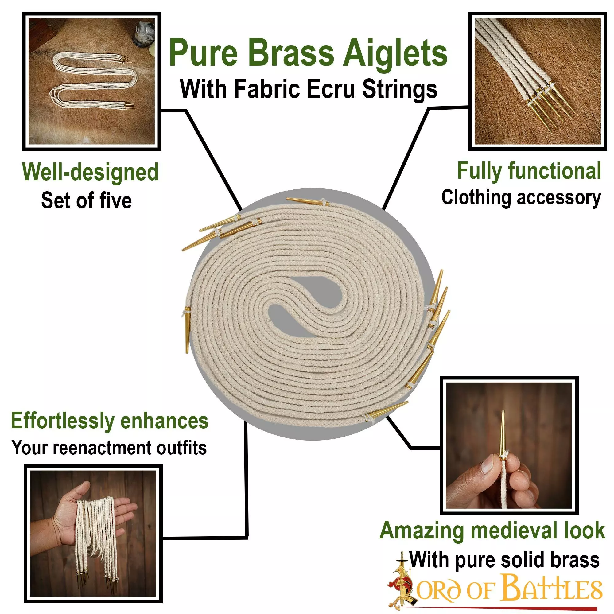 Aiglets Medievales De Latón Puro Tejido Crudo Cuerdas Accesorio Ideal Para Ropa 7 Aiglets Medievales De Latón Puro Tejido Crudo Cuerdas Accesorio Ideal Para Ropa - Imagen 5