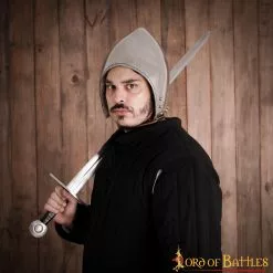 Casco Bascinet Con Forro Acolchado Y Correa De Barbilla De Cuero Calibre 16 -Armadura Ventas 8 2 1