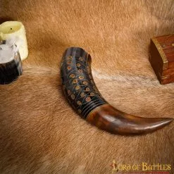 Beber Cuerno De Buey Diseños Grabados Con Motas Carbonizadas Cuerno De Buey Auténtico -Armadura Ventas 8 28