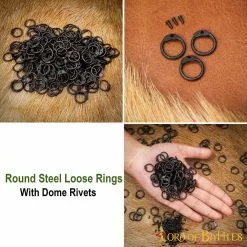 Anillos De Acero Sueltos Redondos Con Remaches De Cúpula DIY Chainmail Armor, ID 9mm, Negro -Armadura Ventas 830BK pattern 2