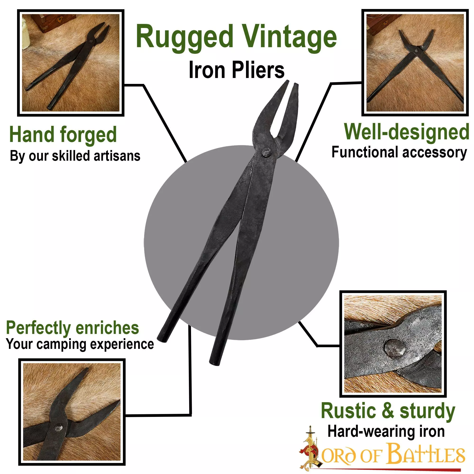 Alicates De Hierro Forjados A Mano De Estilo Vintage Funcionales Equipo De Campamento Rústico 6 Alicates De Hierro Forjados A Mano De Estilo Vintage Funcionales Equipo De Campamento Rústico - Imagen 4