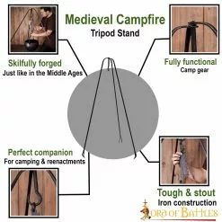 Trípode Para Hoguera Medieval De Hierro Forjado A Mano Equipo De Campamento Funcional -Armadura Ventas 8511E pattern 1