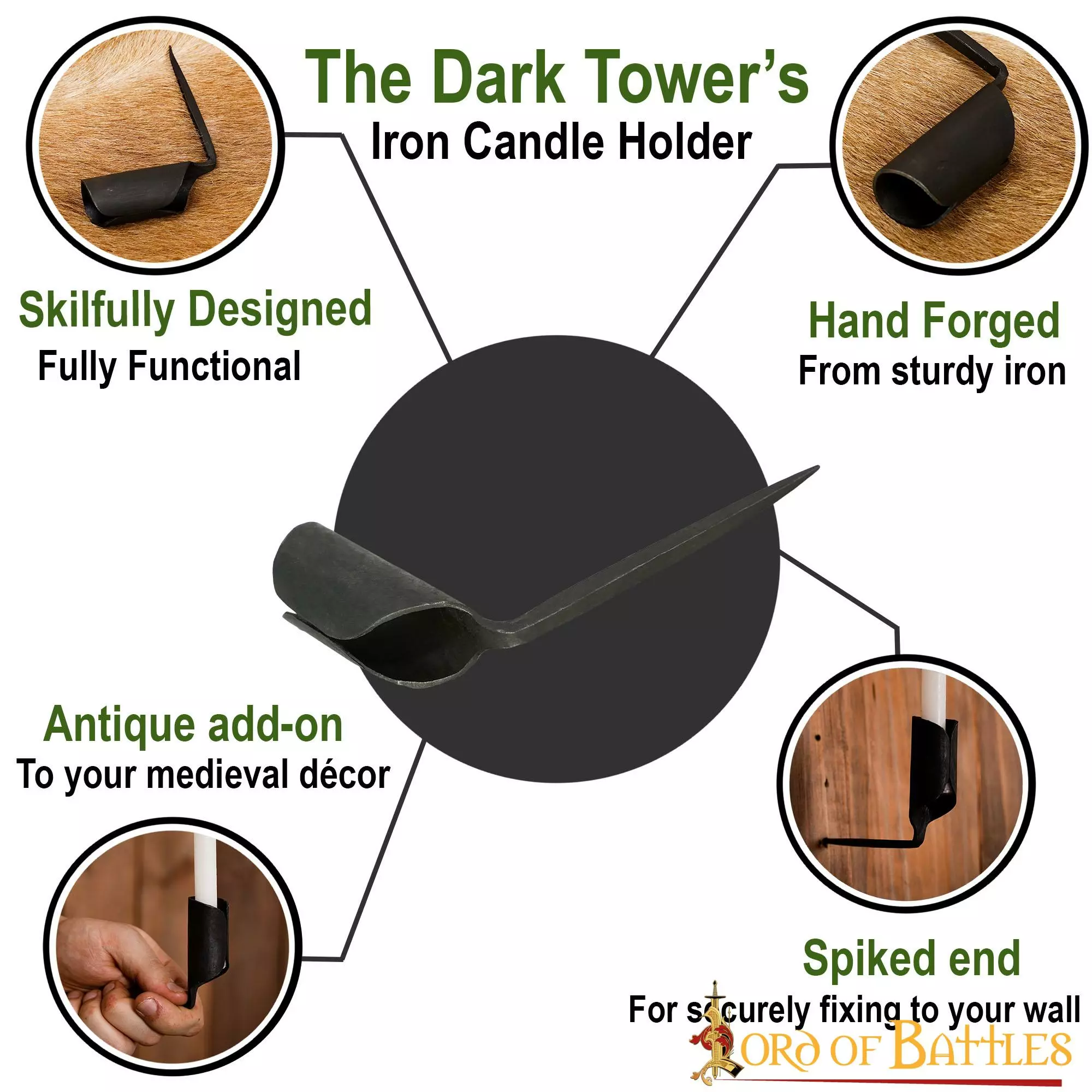 La Torre Oscura Candelabro De Hierro Forjado A Mano Functional Gear 6 La Torre Oscura Candelabro De Hierro Forjado A Mano Functional Gear - Imagen 4