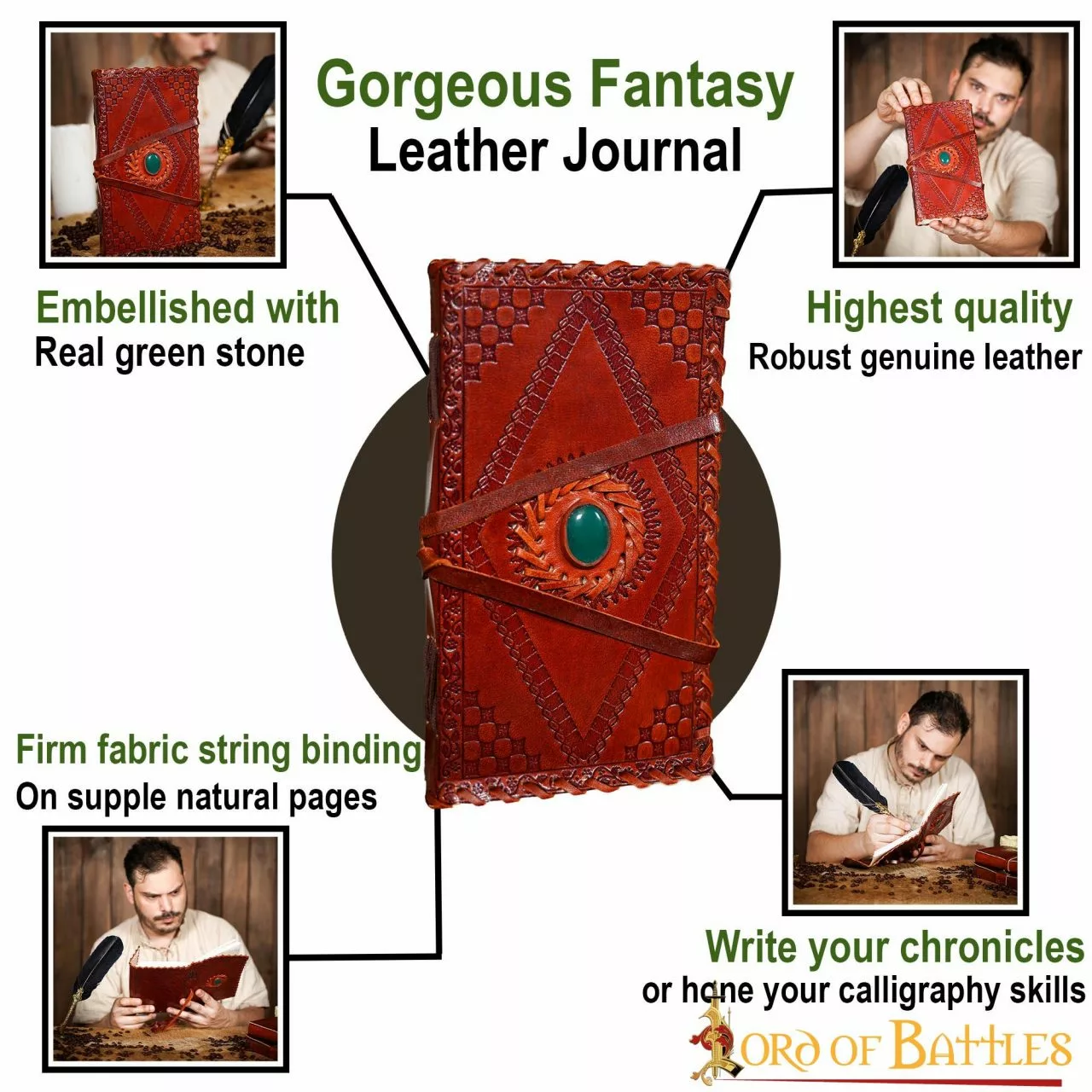 Diario Medieval De Piedra Hecho A Mano En Piel Genuina Diario De Notas 7 Diario Medieval De Piedra Hecho A Mano En Piel Genuina Diario De Notas - Imagen 5