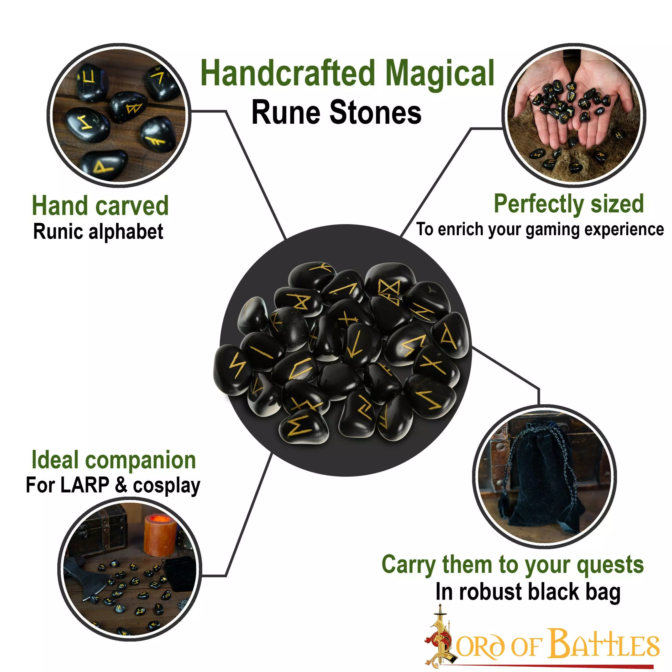 Set De Piedras Rúnicas Medievales Vikingas Hechas A Mano Con Bolsa Accesorio De Juego 6 Set De Piedras Rúnicas Medievales Vikingas Hechas A Mano Con Bolsa Accesorio De Juego - Imagen 4