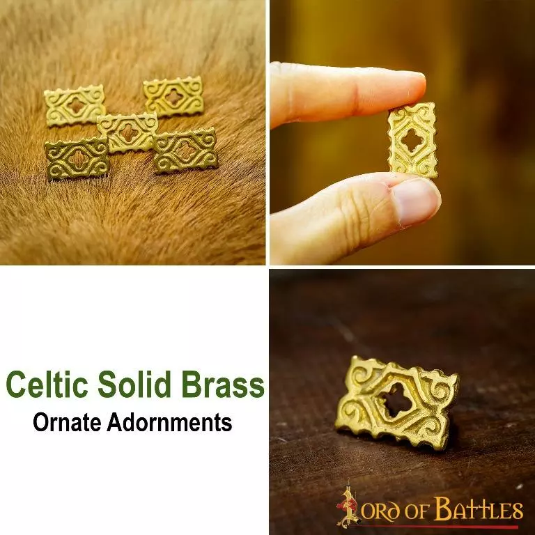 Latón Macizo Puro Quatrefoil Montaje En Piel Funcional Juego De 5 6 Latón Macizo Puro Quatrefoil Montaje En Piel Funcional Juego De 5 - Imagen 4