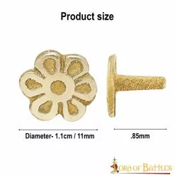 Rosetón Medieval Latón Puro Monturas / Conchos Juego De 5 -Armadura Ventas 8767 5pcs 3