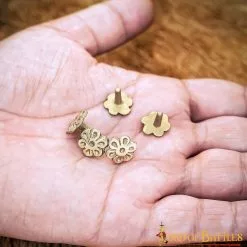 Rosetón Medieval Latón Puro Monturas / Conchos Juego De 5 -Armadura Ventas 8767 5pcs 5