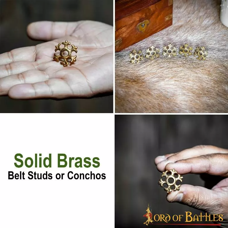 Tachuelas O Conchos Flor Rosetón Latón Macizo Juego De 5 6 Tachuelas O Conchos Flor Rosetón Latón Macizo Juego De 5 - Imagen 4