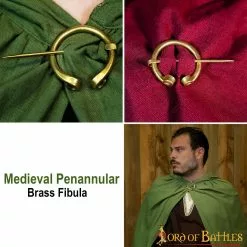 Peroné Medieval De Latón Macizo Puro Con Extremos Enrollados -Armadura Ventas 8805 pattern 2