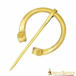 Peroné Medieval De Latón Macizo Puro Con Extremos Enrollados