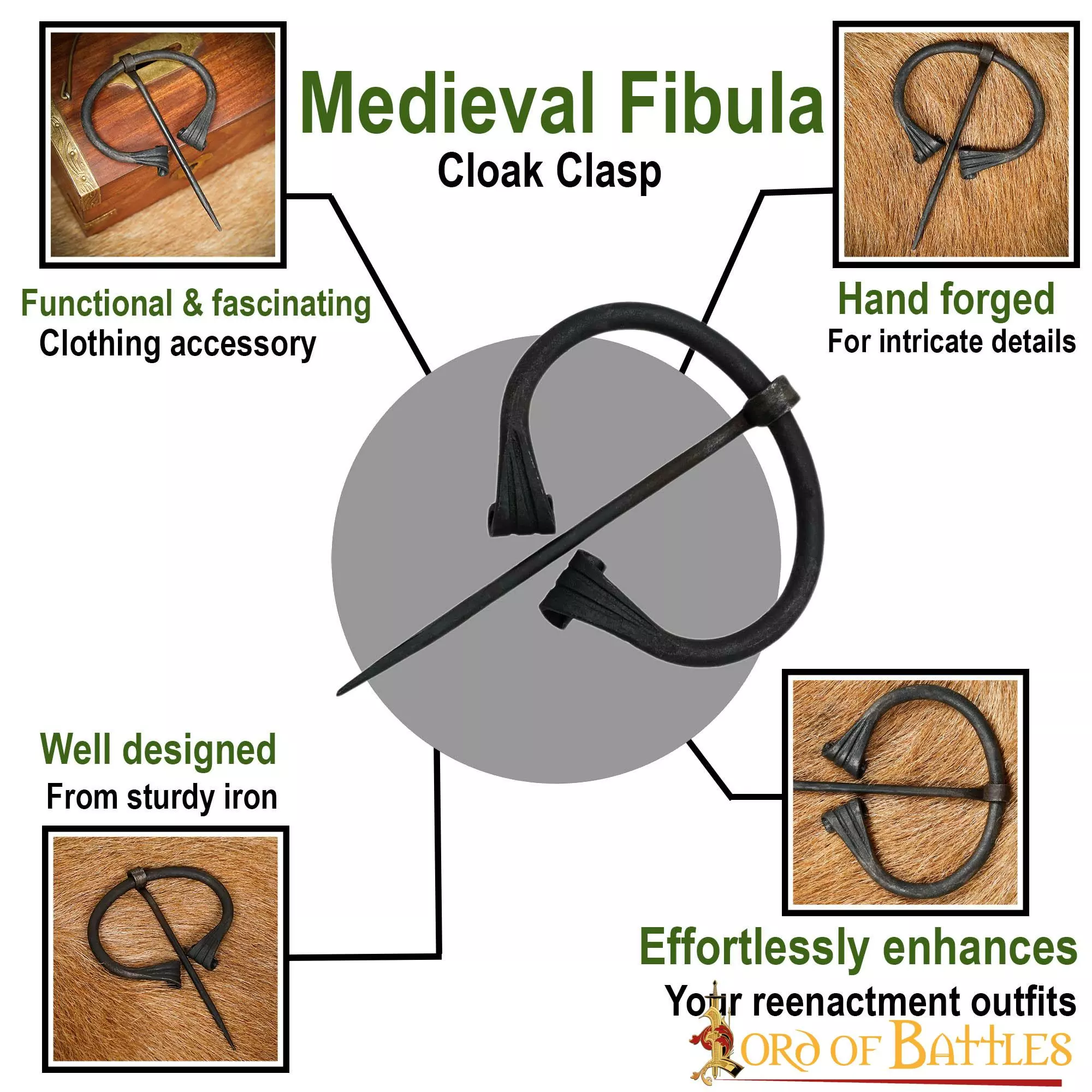 Broche Medieval De Fíbula Para Capa Con Extremos Enrollados 6 Broche Medieval De Fíbula Para Capa Con Extremos Enrollados - Imagen 4