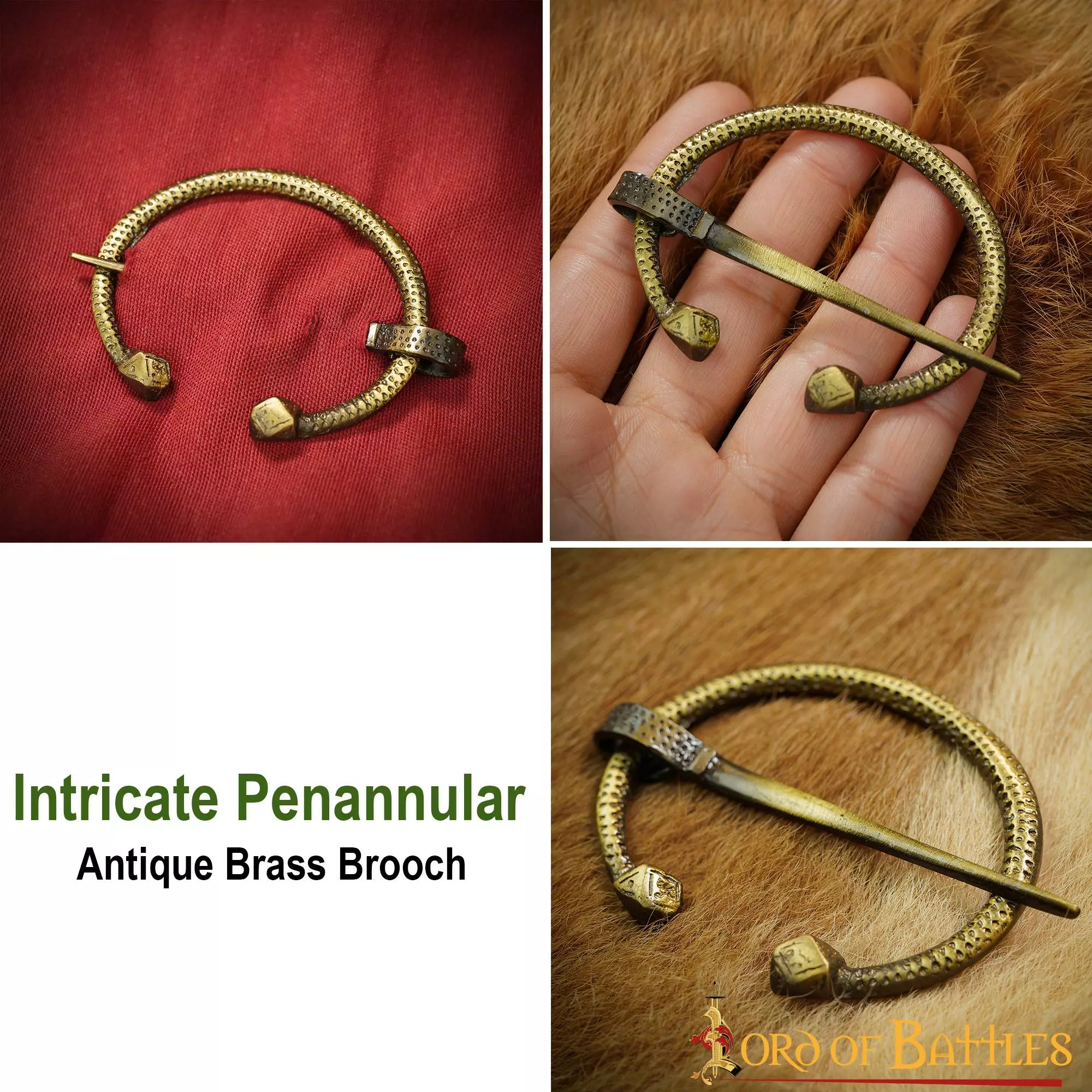 Intrincado Broche De Latón Antiguo Penannular Accesorio Funcional Para Ropa 6 Intrincado Broche De Latón Antiguo Penannular Accesorio Funcional Para Ropa - Imagen 4