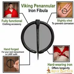 Alfiler De Capa Medieval Vikingo De Hierro Forjado A Mano Con Peroné Penannular -Armadura Ventas 8811 pattern 1