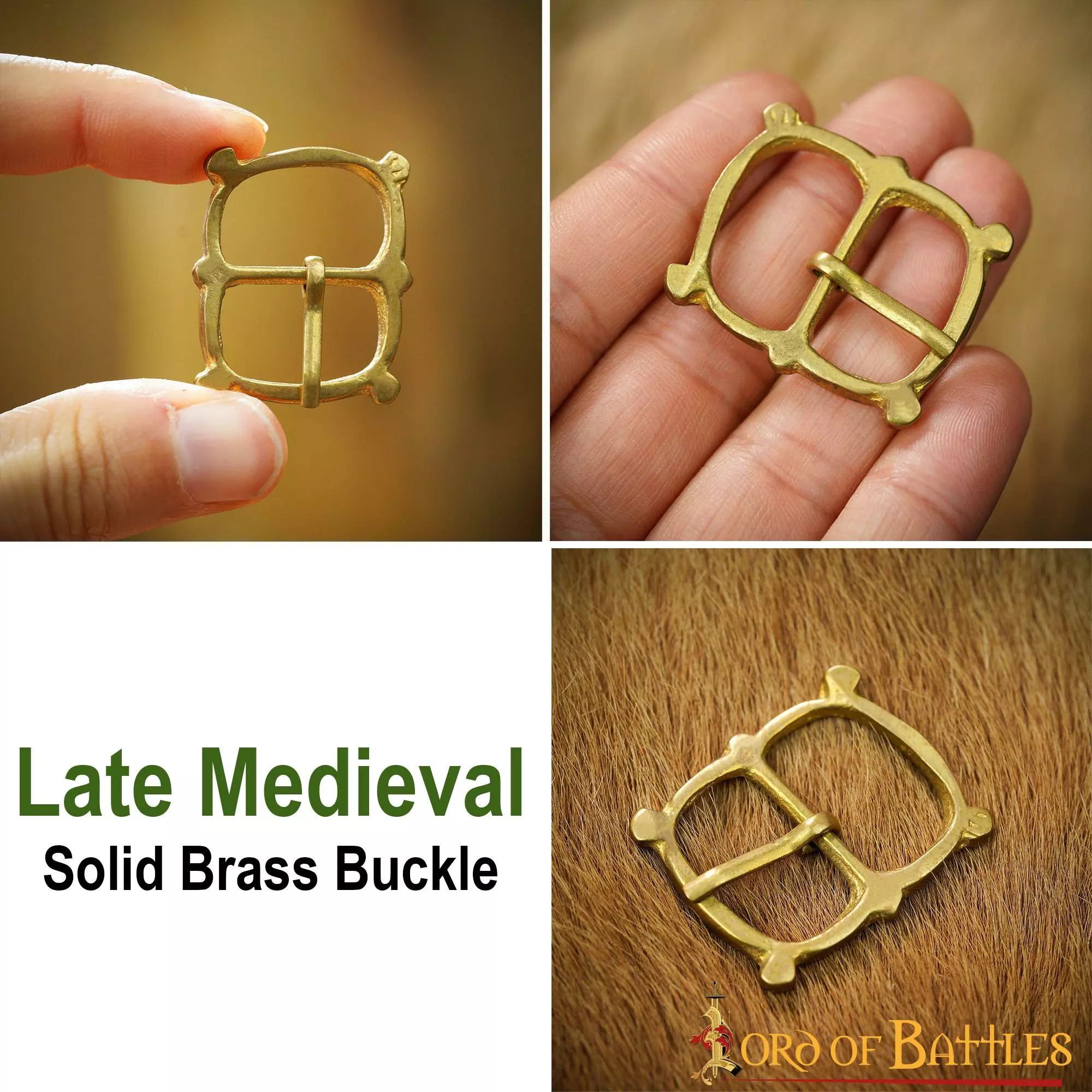 Juego De 5 Hebillas Lisas De Latón Macizo Puro 6 Juego De 5 Hebillas Lisas De Latón Macizo Puro - Imagen 4