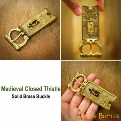 Hebilla Medieval De Cardo Cerrada Accesorio Para Cinturón De Latón Macizo Puro -Armadura Ventas 8919 pattern 1