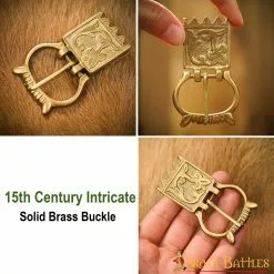 Accesorio Para Cinturón Con Hebilla De Latón Macizo Con Motivos Florales Medievales Tardíos 12 Accesorio Para Cinturón Con Hebilla De Latón Macizo Con Motivos Florales Medievales Tardíos -Armadura Ventas 8921pattern1 2 1
