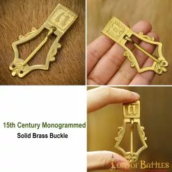 Accesorio Para Cinturón Con Hebilla De Latón Macizo Puro Con Monograma Del Siglo XV -Armadura Ventas 8922 pattern1 2