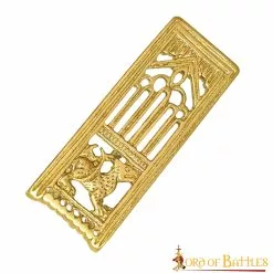 León Medieval Latón Macizo Puro Final De Cinturón Chape Accesorio Funcional Para Cinturón