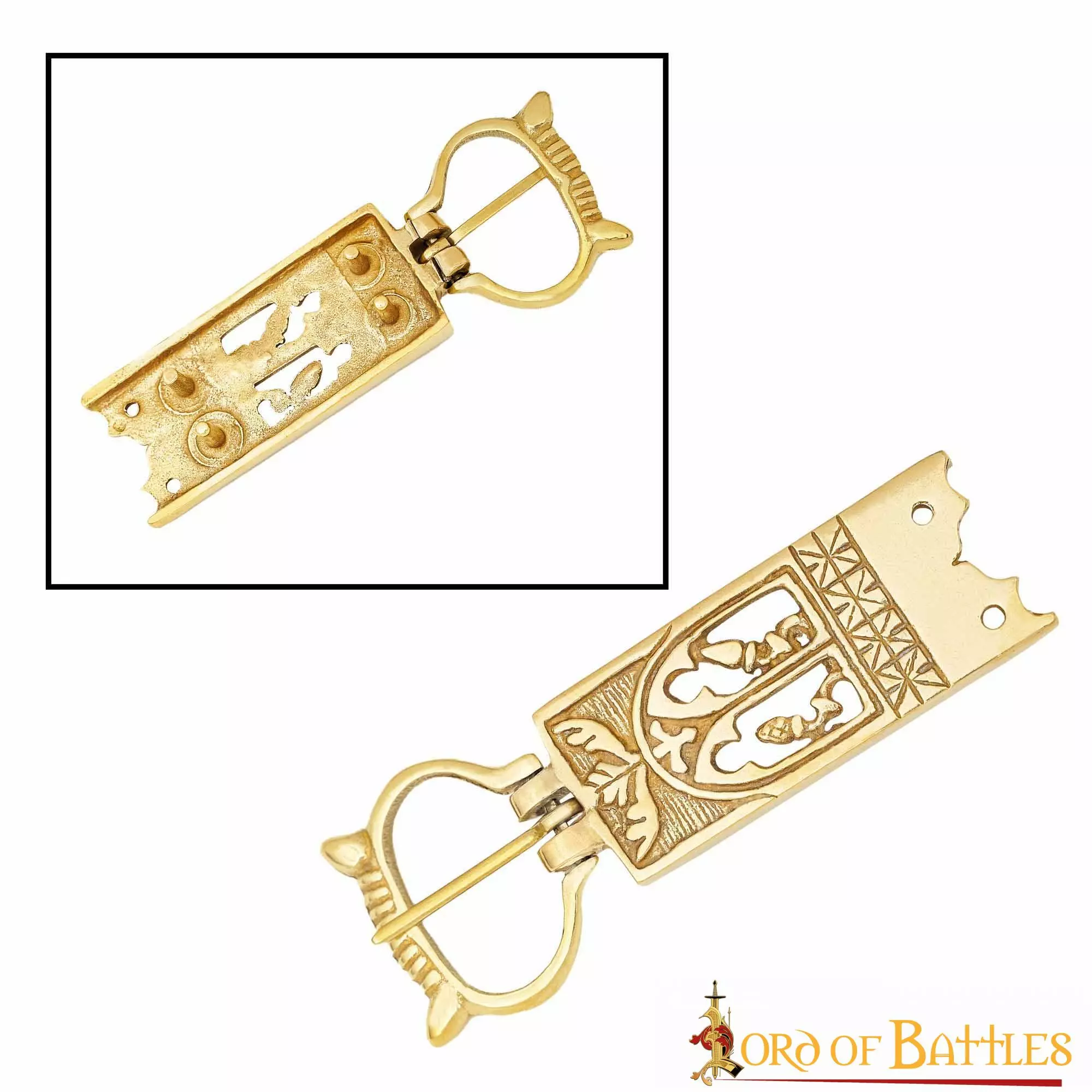 Hebilla De Cinturón De Latón Macizo Puro Medieval Tardío Para Trajes Medievales Renacentistas 4 Hebilla De Cinturón De Latón Macizo Puro Medieval Tardío Para Trajes Medievales Renacentistas - Imagen 2