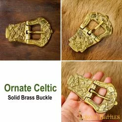 Hebilla De Cinturón Vikinga Diseño Celta Latón Puro Accesorio Para Cinturón -Armadura Ventas 8938 pattern 2