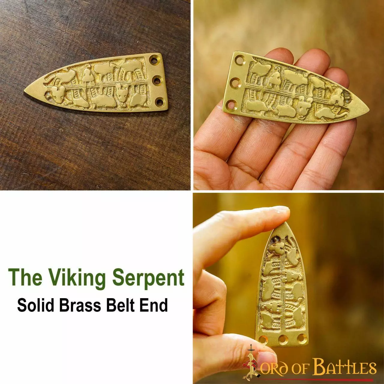 Serpiente Vikinga Grabada Cinturón Medieval Chape Puro Latón Macizo Accesorio 6 Serpiente Vikinga Grabada Cinturón Medieval Chape Puro Latón Macizo Accesorio - Imagen 4