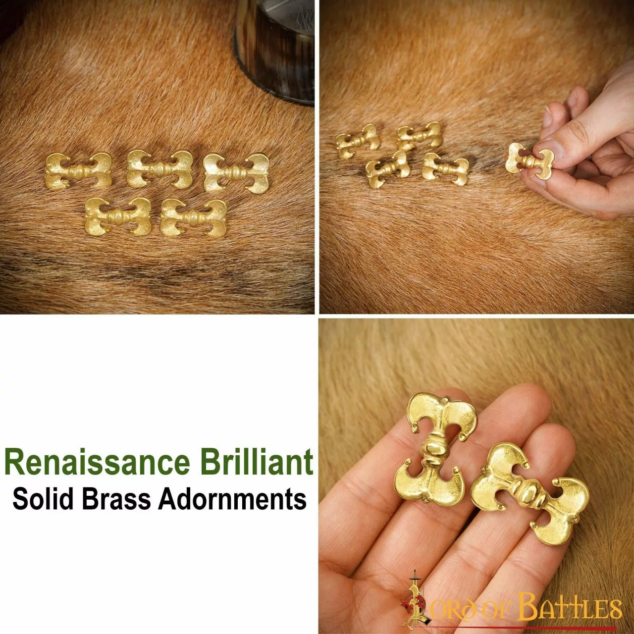 Juego De 5 Soportes De Cuero De Latón Macizo Renaissance Brilliant 6 Juego De 5 Soportes De Cuero De Latón Macizo Renaissance Brilliant - Imagen 4