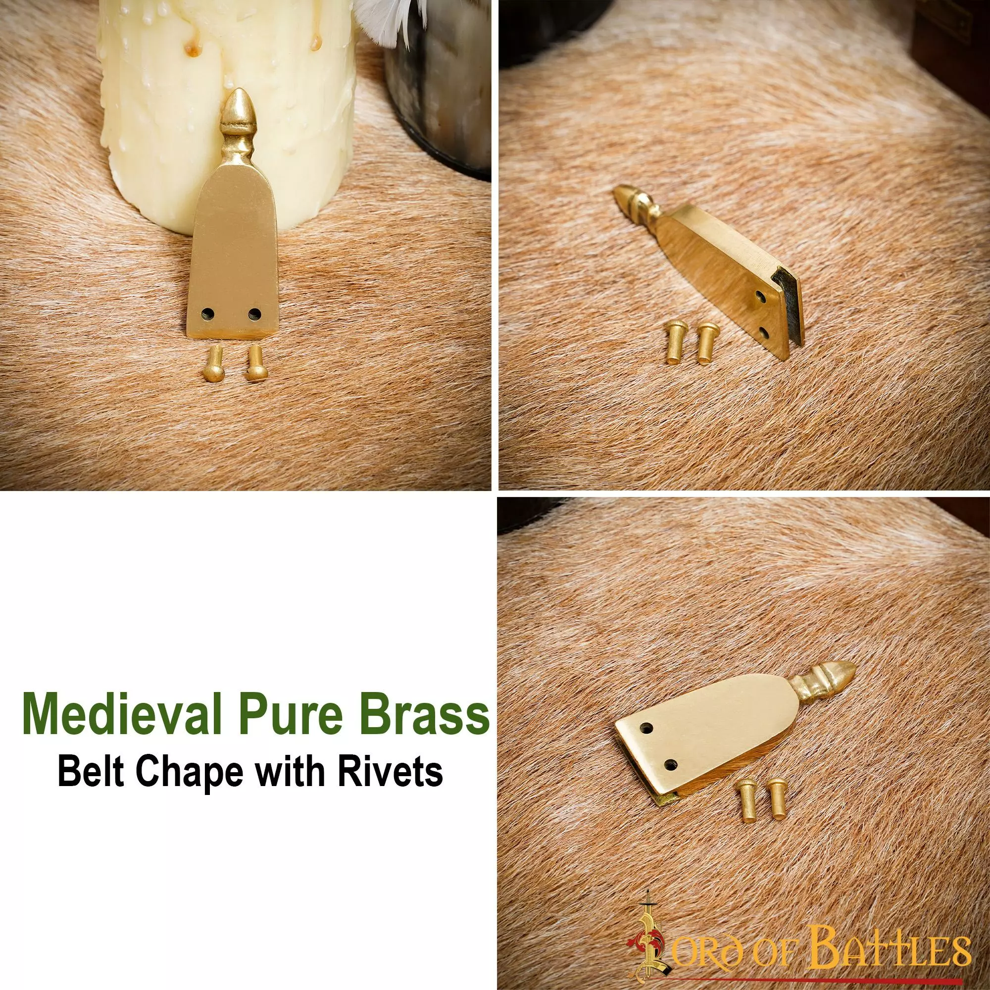 Cinto Medieval De Latón Puro Con Remaches 6 Cinto Medieval De Latón Puro Con Remaches - Imagen 4