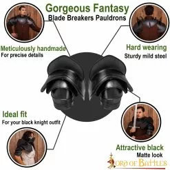 Fantasy Black Pauldrons Con Rompehojas Calibre 18 12 Fantasy Black Pauldrons Con Rompehojas Calibre 18 -Armadura Ventas 9202BK pattern1