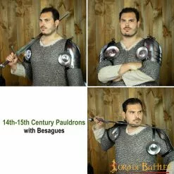 Pauldrons Del Siglo XIV Armadura De Hombro De Acero Totalmente Funcional Con Besagues Calibre 16 -Armadura Ventas 9207 05 1 1