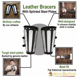 Brazales De Cuero Auténtico Con Placas Metálicas Entablilladas Armadura De Armas -Armadura Ventas 9309 pattern 1 1