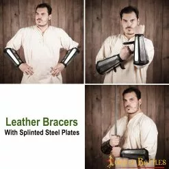 Brazales De Cuero Auténtico Con Placas Metálicas Entablilladas Armadura De Armas -Armadura Ventas 9309 pattern 2 1