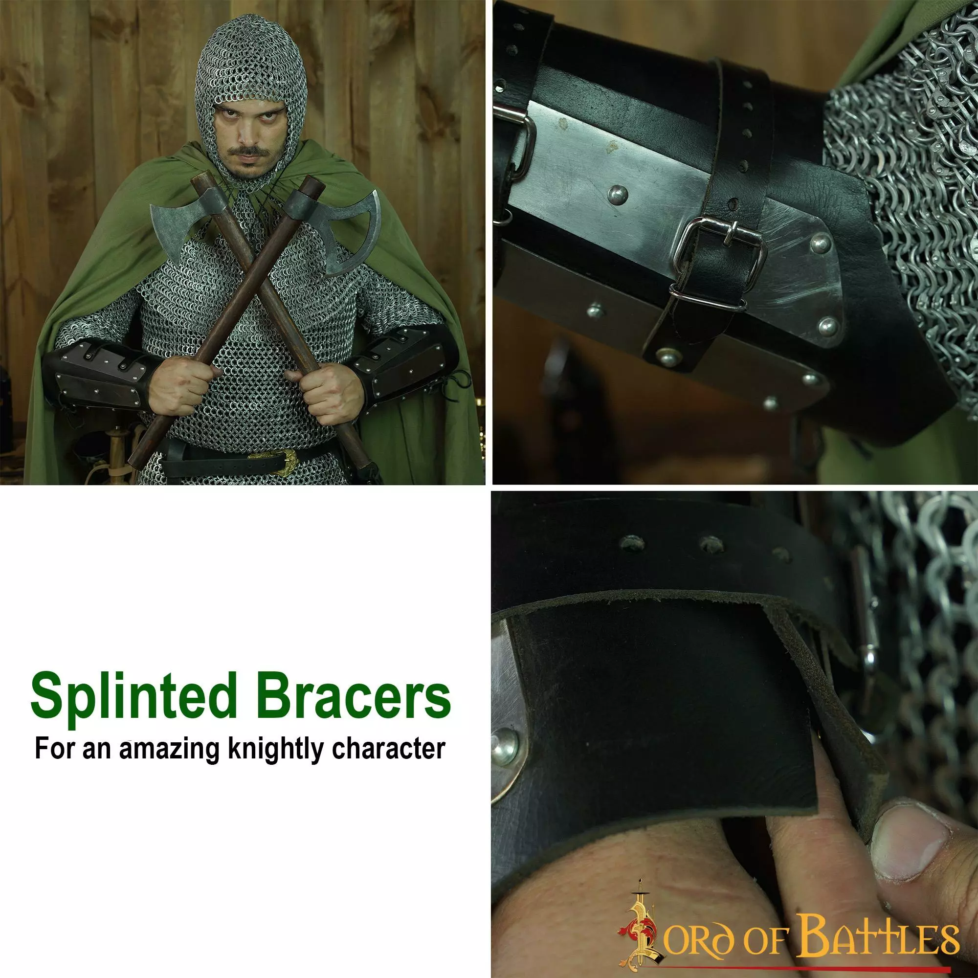 Brazales Entablillados Brazalete De Cuero Auténtico Reforzado Con Placas De Acero 7 Brazales Entablillados Brazalete De Cuero Auténtico Reforzado Con Placas De Acero - Imagen 5