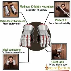Guanteletes Medievales De Caballero Con Reloj De Arena Siglo XIV Calibre 16 -Armadura Ventas 9408 pattern 1 1 1