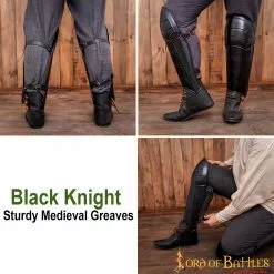 Grebas De Acero Dark Knight Con Poleyns / Rodilleras Incluidas Calibre 18 13 Grebas De Acero Dark Knight Con Poleyns / Rodilleras Incluidas Calibre 18 -Armadura Ventas 9502BK pattern 2 1