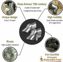 Mercenario Medieval Poleyns Rodillera De Acero Funcional Calibre 16 -Armadura Ventas 95552 4 scaled 1