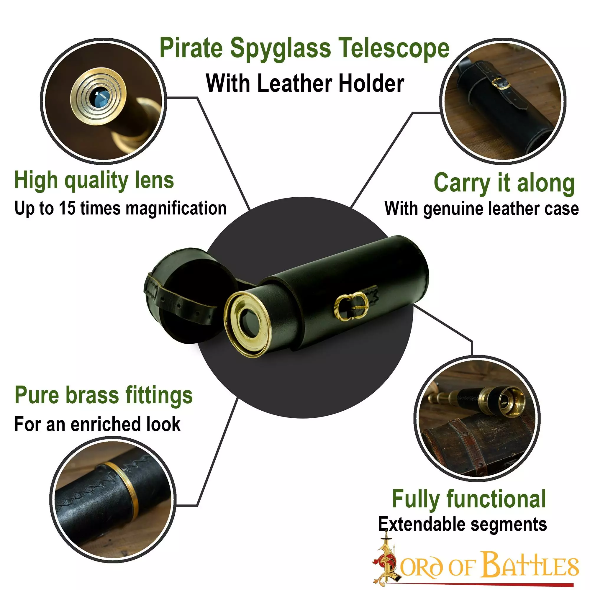 Catalejo Pirata Telescopio Con Soporte De Cuero Steampunk Cosplay Outfits 6 Catalejo Pirata Telescopio Con Soporte De Cuero Steampunk Cosplay Outfits - Imagen 4
