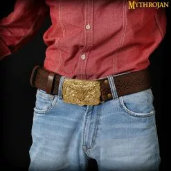 Mythrojan URBAN VIKING BELT WITH ODIN RAVEN SOLID BRASS BUCKLE & Embossed Real Leather 13 Mythrojan URBAN VIKING BELT WITH ODIN RAVEN SOLID BRASS BUCKLE & Embossed Real Leather -Armadura Ventas DSC00657
