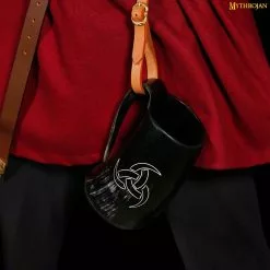 Mythrojan Viking Drinking Tankard Con Hebilla Medieval Correa De Cuero Y Mythrojan Bolsa -Armadura Ventas DSC07945