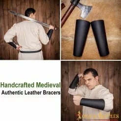 Brazales Medievales De Cuero Auténtico Hechos A Mano -Armadura Ventas LB25254 pattern 2
