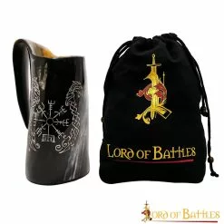 Taza De Cerveza Medieval Vikinga Vegvisir Tankard Hecha A Mano Con Auténtico Cuerno De Buey