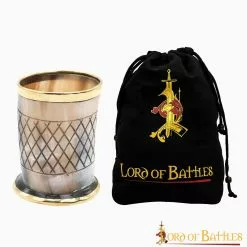 Vaso De Chupito Medieval De Cuerno De Vikingo Con Borde De Latón Puro Hecho A Mano Con Auténtico Cuerno De Buey