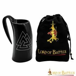 Viking Drinking Horn Tankard Con Diseño De Valknut Vikingo Tallado A Mano
