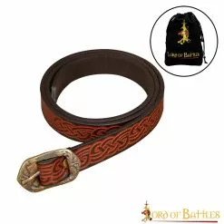 Cinturón Medieval De Cuero Con Diseño De Nudos Celtas En Relieve