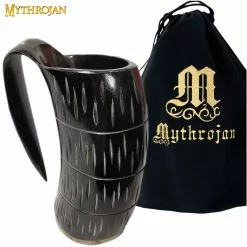 Mythrojan Viking Drinking Tankard Con Hebilla Medieval Correa De Cuero Taza De Vino Cerveza Hidromiel 600ml - Acabado Pulido