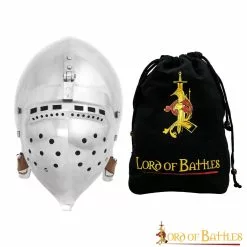 Casco De Acero Medieval Klappvisor Bascinet Fully Functional BATTLE READY 16 Gauge