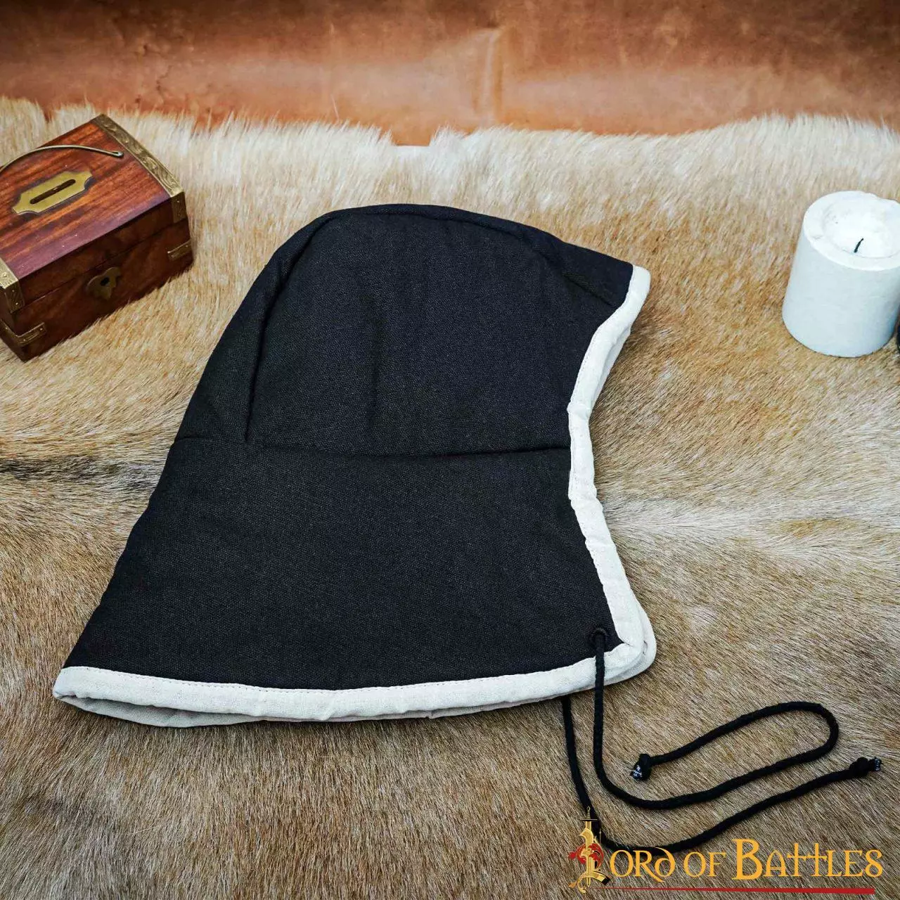 Gorro Medieval Acolchado Negro 8 Gorro Medieval Acolchado Negro - Imagen 6
